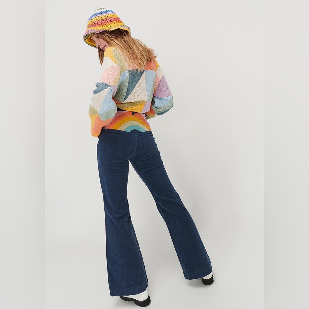 NWT Ghanda Rainbow Corduroy Flares